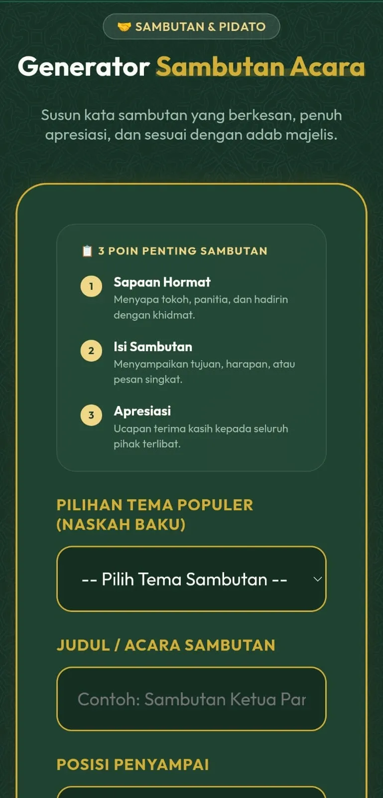 Pembuat Naskah Sambutan Acara
